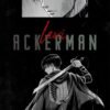 Levi Ackerman Anime Poster – Attack on Titan Dark Wall Art Levi Ackerman holding a sword in his Survey Corps uniform with a monochrome portrait and red typography