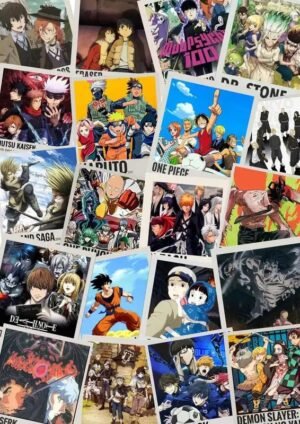 Ultimate Anime & Manga Collection Poster Anime collage poster featuring popular anime characters and series including Naruto, One Piece, Dragon Ball, Jujutsu Kaisen, Demon Slayer, Death Note, and Attack on Titan