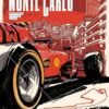 Monte Carlo Monaco Grand Prix 2019 Ferrari Racing Poster Stylized illustration of a Ferrari Formula 1 race car competing on the Monte Carlo street circuit during the 2019 Monaco Grand Prix.