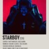 Starboy 2016 music poster featuring The Weeknd in a dark blue and red portrait with bold typography.
