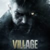 Resident Evil Village poster featuring a dark werewolf-like creature with one glowing eye.