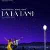 La La Land poster showing two dancers under a starry night sky overlooking a city, with a street lamp beside them.
